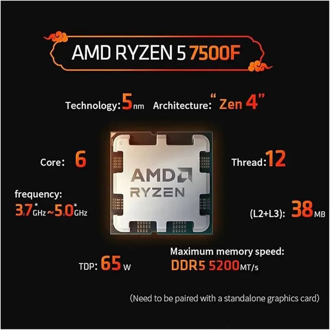 RYZEN 5 7500F (NOVO) AM5 6/12  - Foto 2