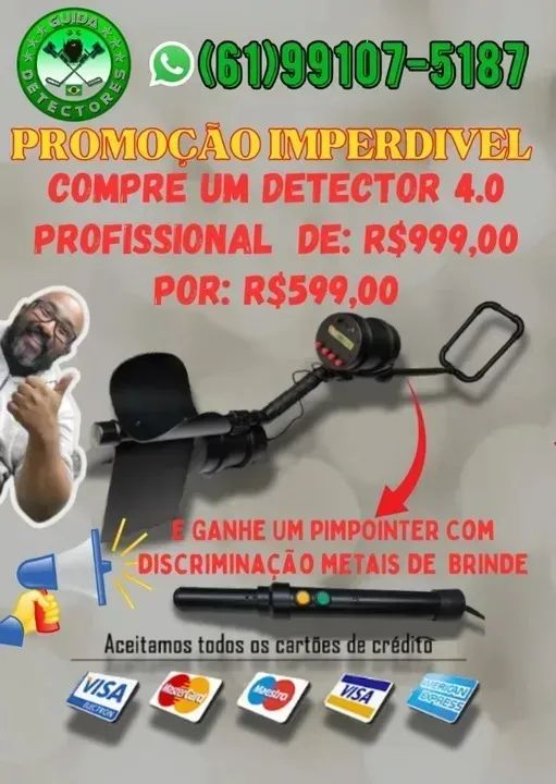 DETECTOR DE METAL PROFISSIONAL 4.0 + PIMPOINTER DE BRINDE - Foto 2