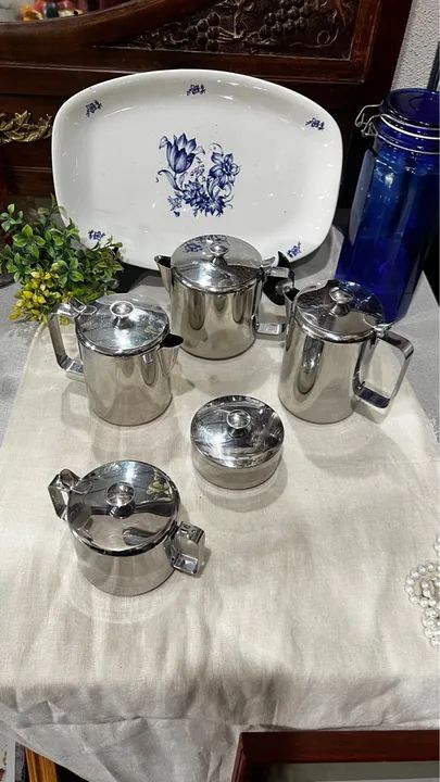 Conjunto de 5 peças para servir chá e café em inox - Foto 6