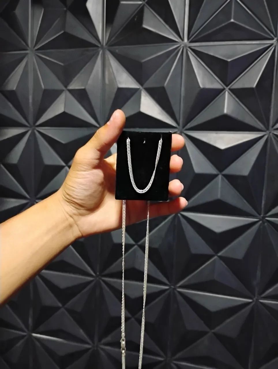 Corrente prata elo duplo 3,5mm 70cm - Foto 4