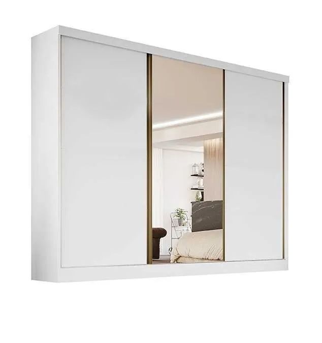 Guarda Roupa com Espelho 3 Portas de Correr 4 Gavetas 100% MDF
