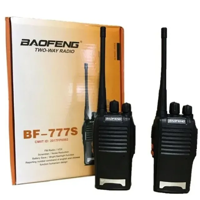 Kit Par 2 Radio Baofeng 777s Walk Talk Comunicador 16 Canais