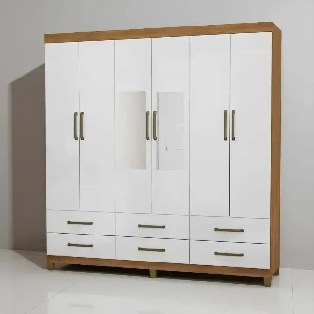 (frete grátis) Guarda Roupa Dallas com Espelho Cinamomo/Branco