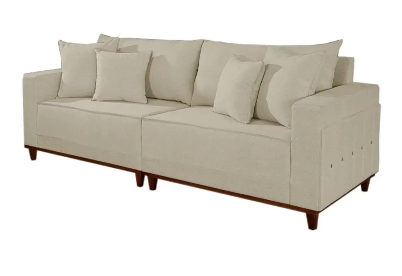 Sofá Living em Linho 4 Lugares com Almofadas Soltas 236cm p54 - Foto 2