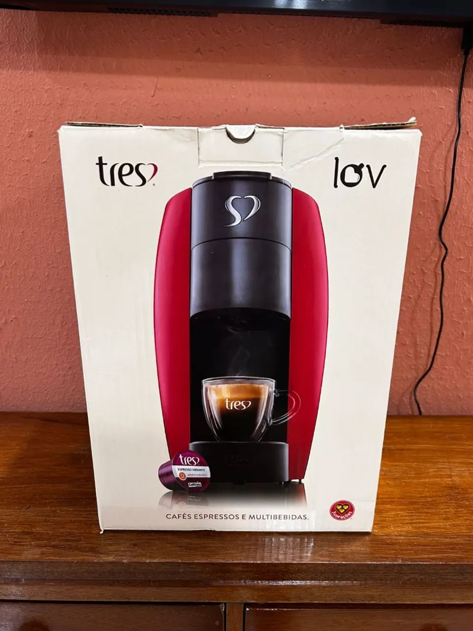 Cafeteira 3 Corações Tres Lov Vermelha