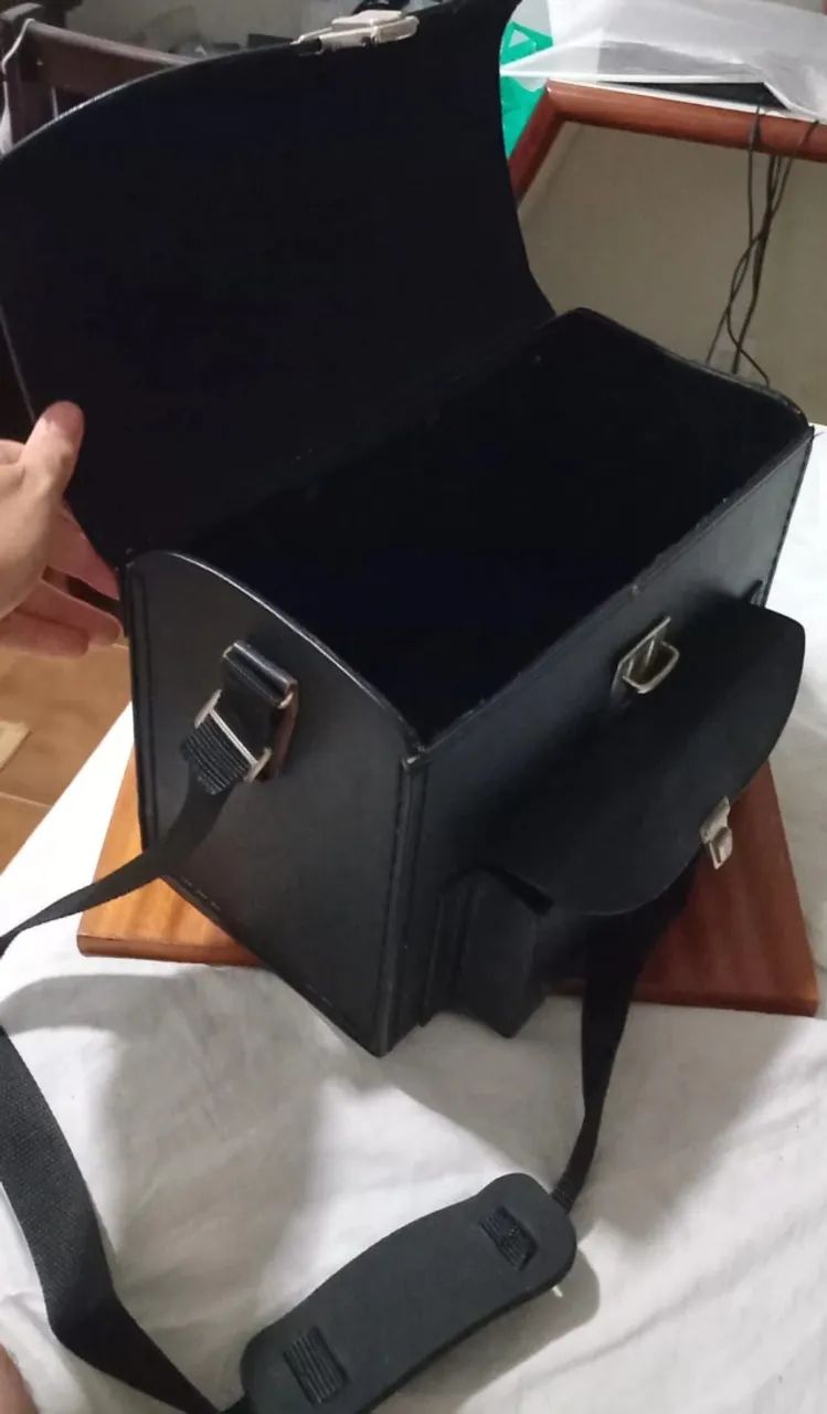 Maleta Fotogrfica Militar Vintage em Couro 1980 Artesanal, Original, Colecionável  - Foto 4