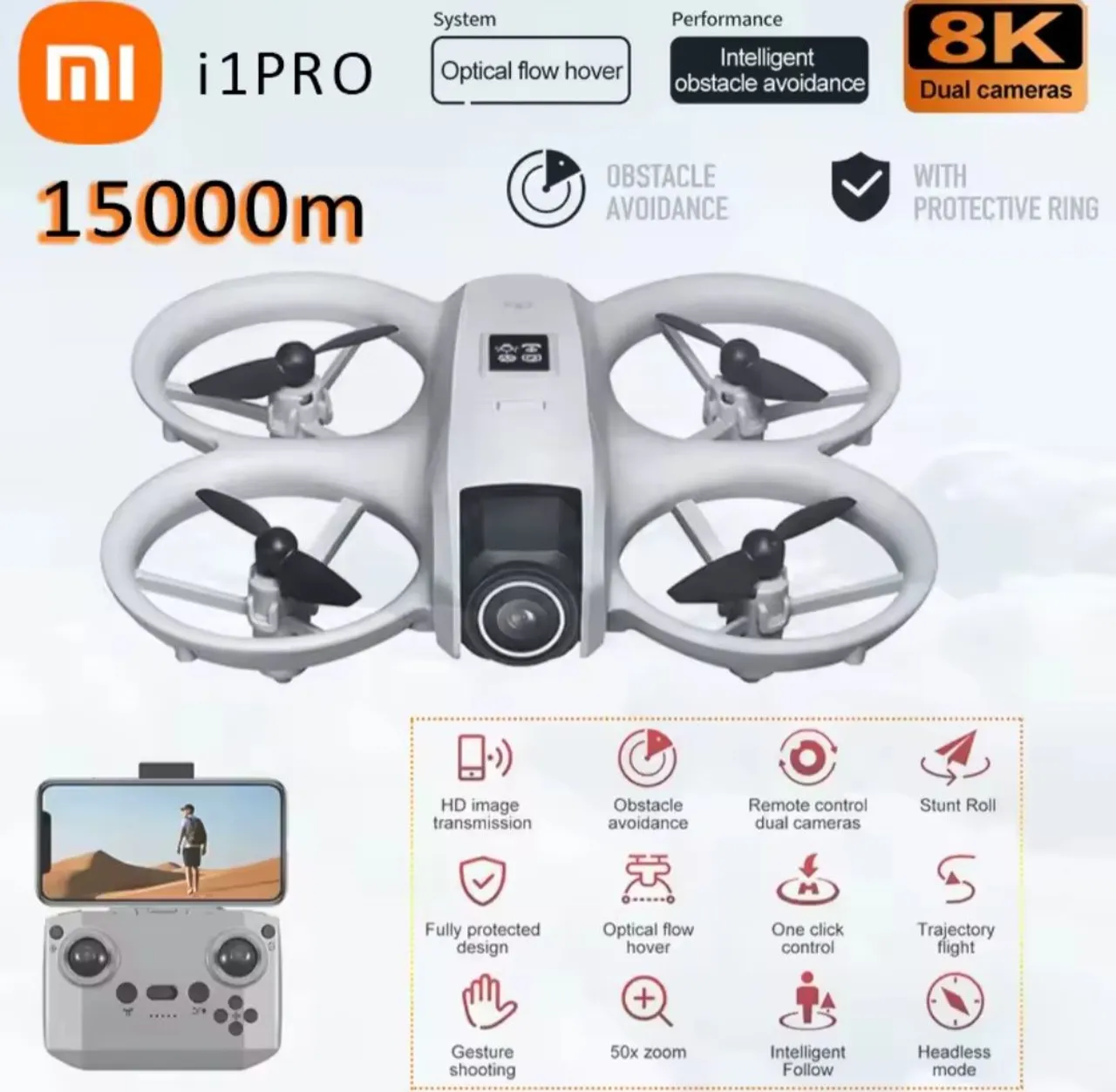 Drone i1PRO com Câmera 8K e 15000m de Alcance