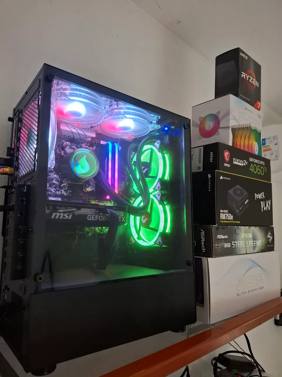 PC Gamer Completo - Ryzen 7, RTX 4060 Ti,32 GB de RAM, Water Cooler