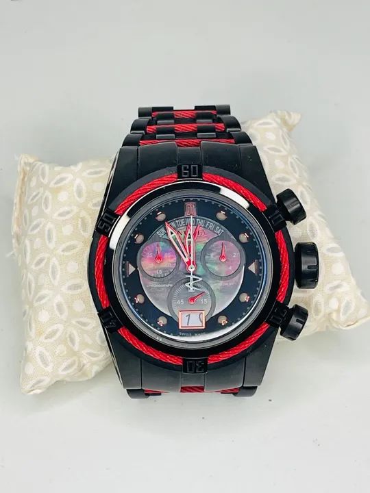 Relógio invicta original preto e vermelho aço 