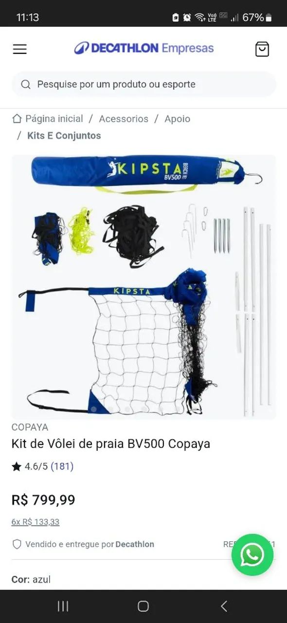 Kit de Vôlei de Praia BV500 Copaya
