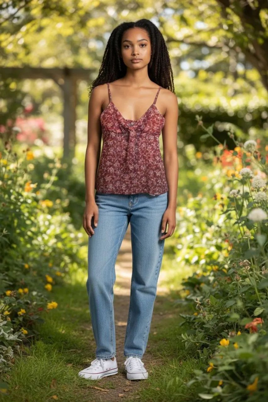 Blusa de chifon forrado, com alcinhas e estampa floral. - Foto 4