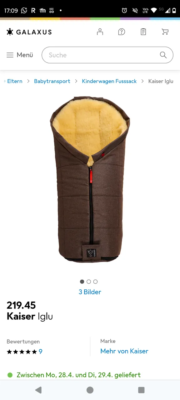 Saco térmico Kaiser Iglu Aktion com lã tratada de ovelha - Original da Alemanha