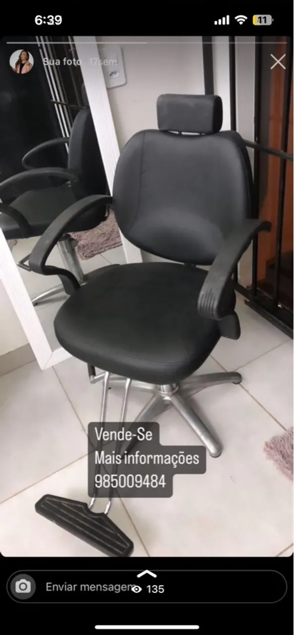 Cadeira de Barbeiro - Preta