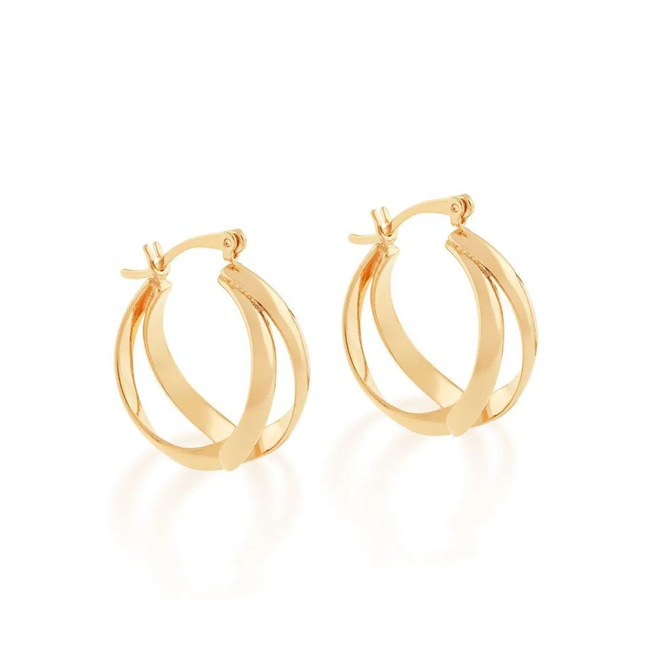Brinco argola Rommanel dourado com design moderno - Foto 2