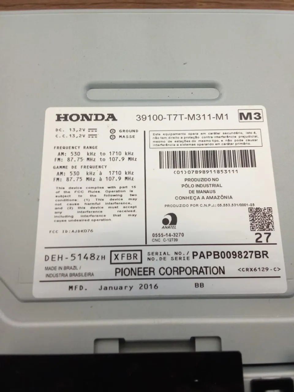Som Multimída Pionner Honda - Foto 3