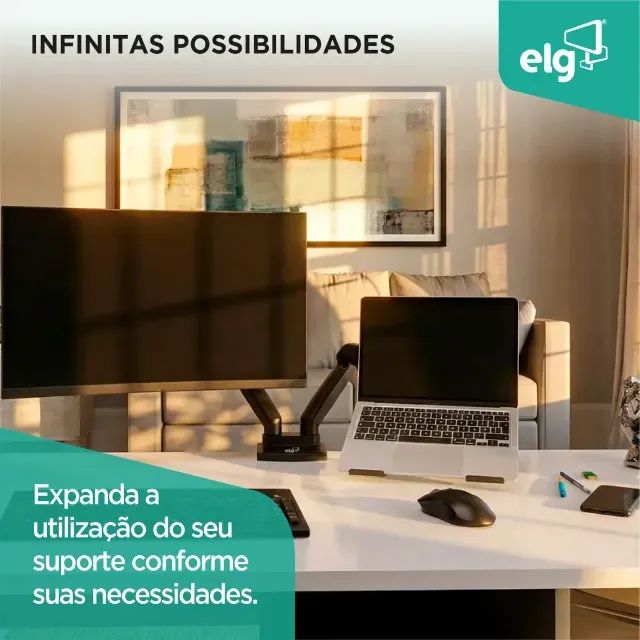 Suporte Bandeja para Notebook 10 a 17 Polegadas 9kg ELG VESA 75x75 - Foto 2
