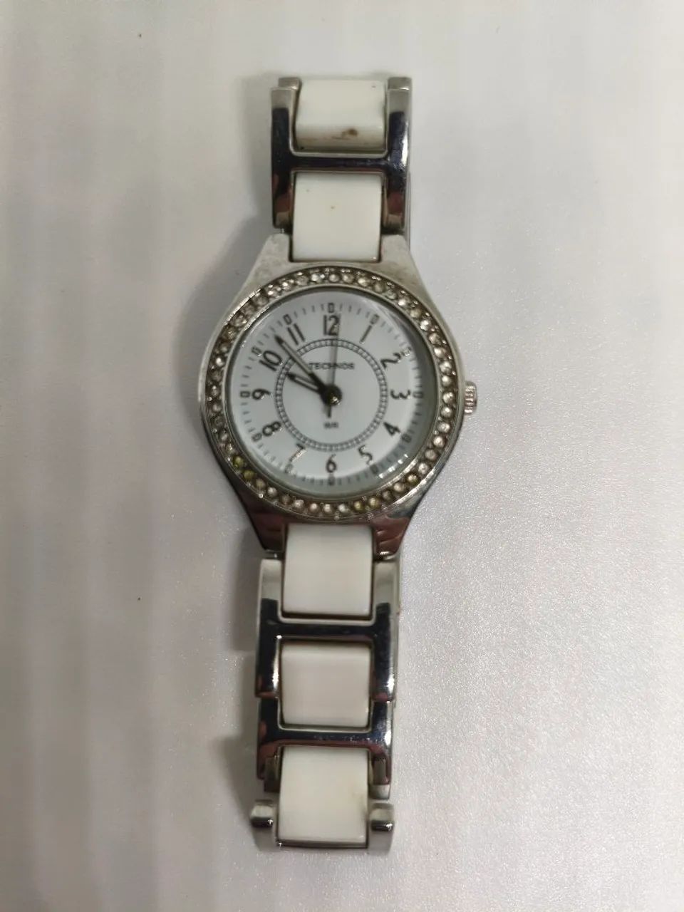 RELOGIO TECHNOS FEMININO BRANCO CERAMICA STRASS ORIGINAL - TAM 16CM - Foto 5
