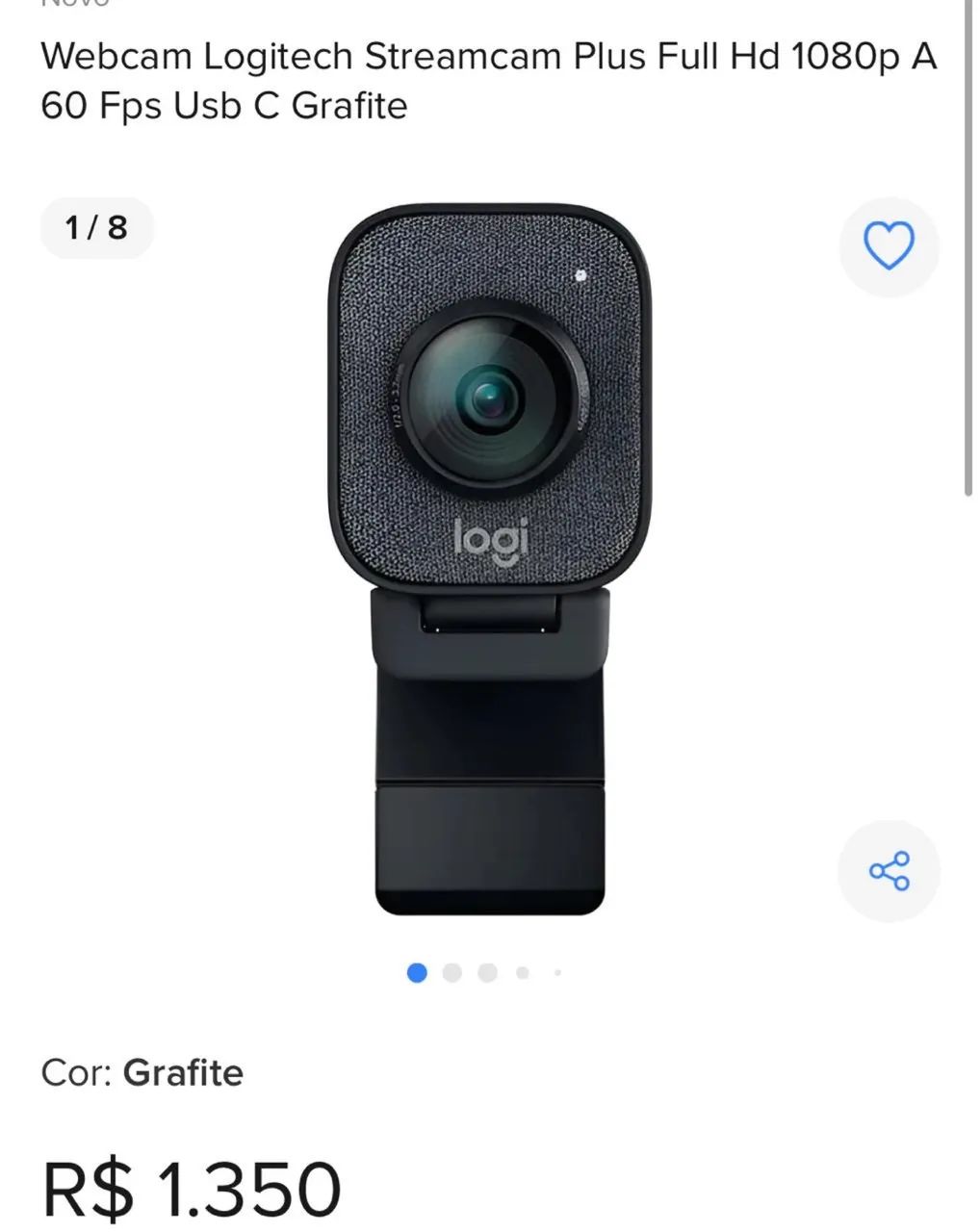 Streamcam logitech 1080p 60fps usb-c - Periféricos e Acessórios de