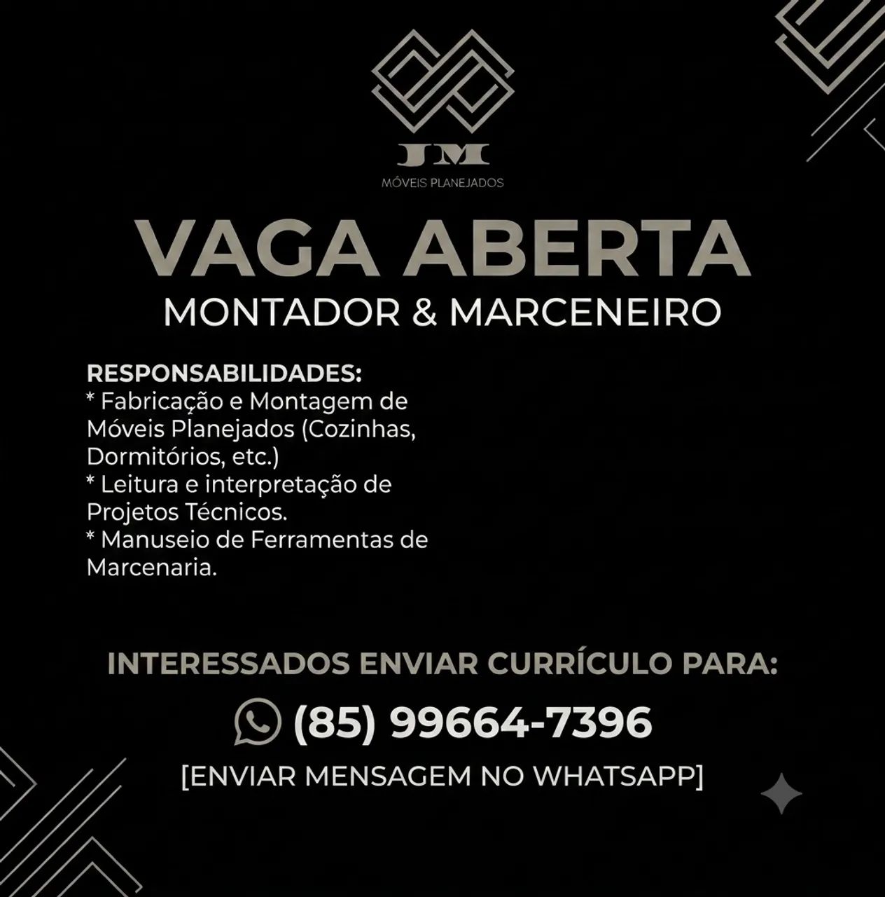 Vagas abertas de marcenaria 