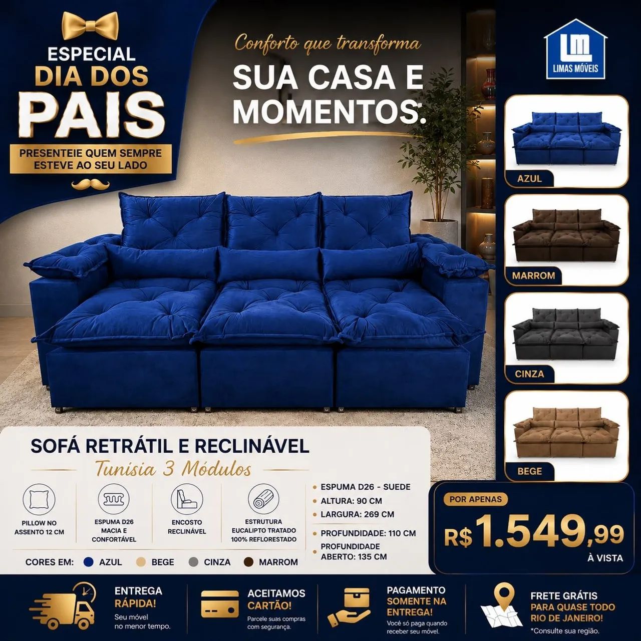 SOFÁ RETRÁTIL PROMOÇÃO 