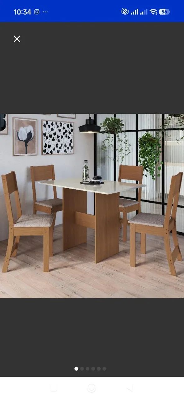 Mesa com 4 cadeiras 108cm nova na caixa - Foto 4