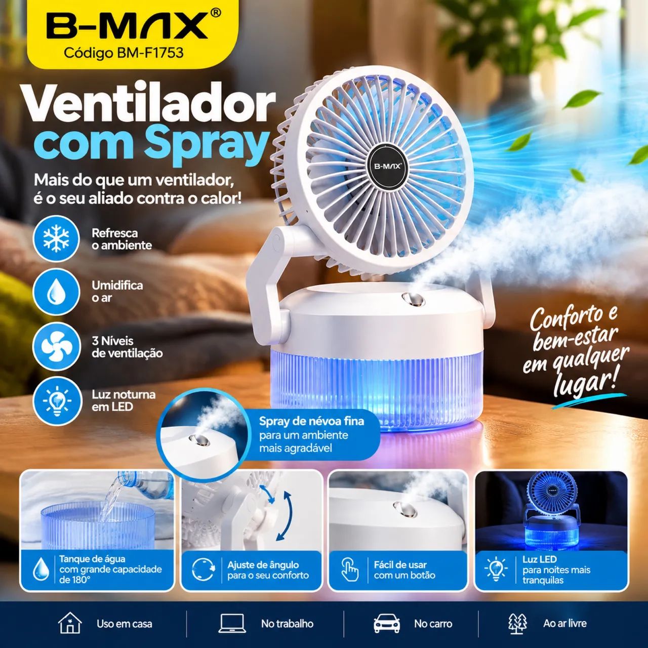 Mini Ventilador e Umidificador  - Foto 2
