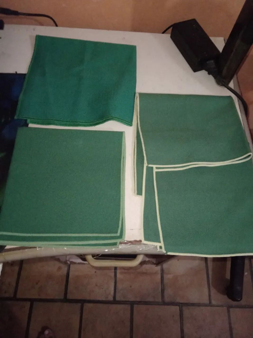 Antigo Kit de Guardanapo Verde Bandeira Algodão Brim - Foto 3