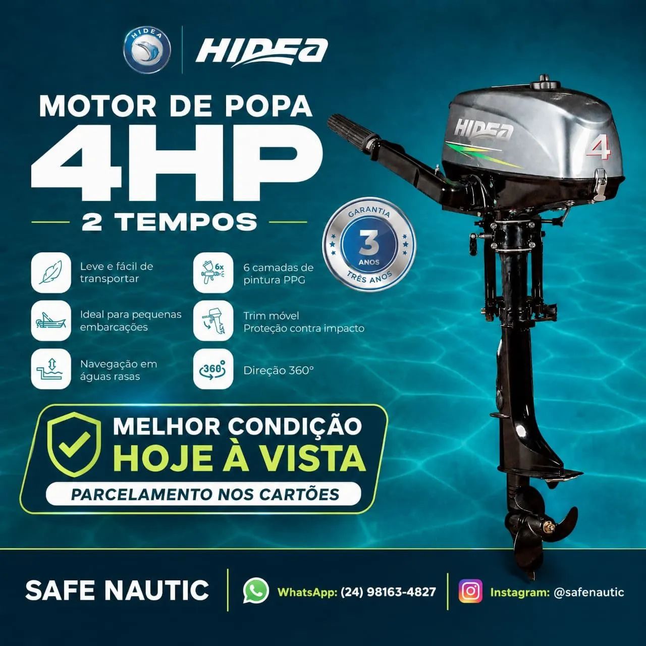 Motor de popa Hidea 4Hp 2T