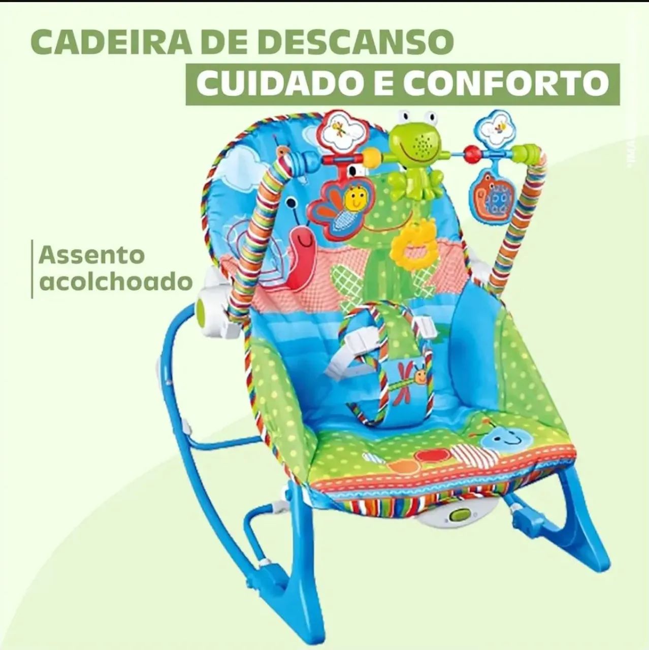 Cadeira Balanço Bebê Com Vibração - 2 Posições - Cor Azul