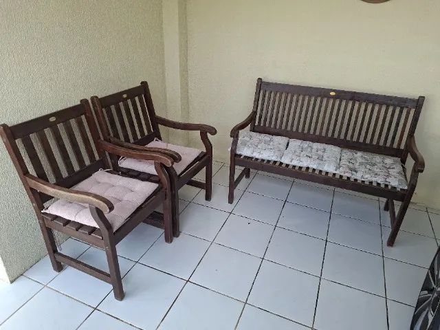 Conjunto de móveis rústico de madeira maciça 