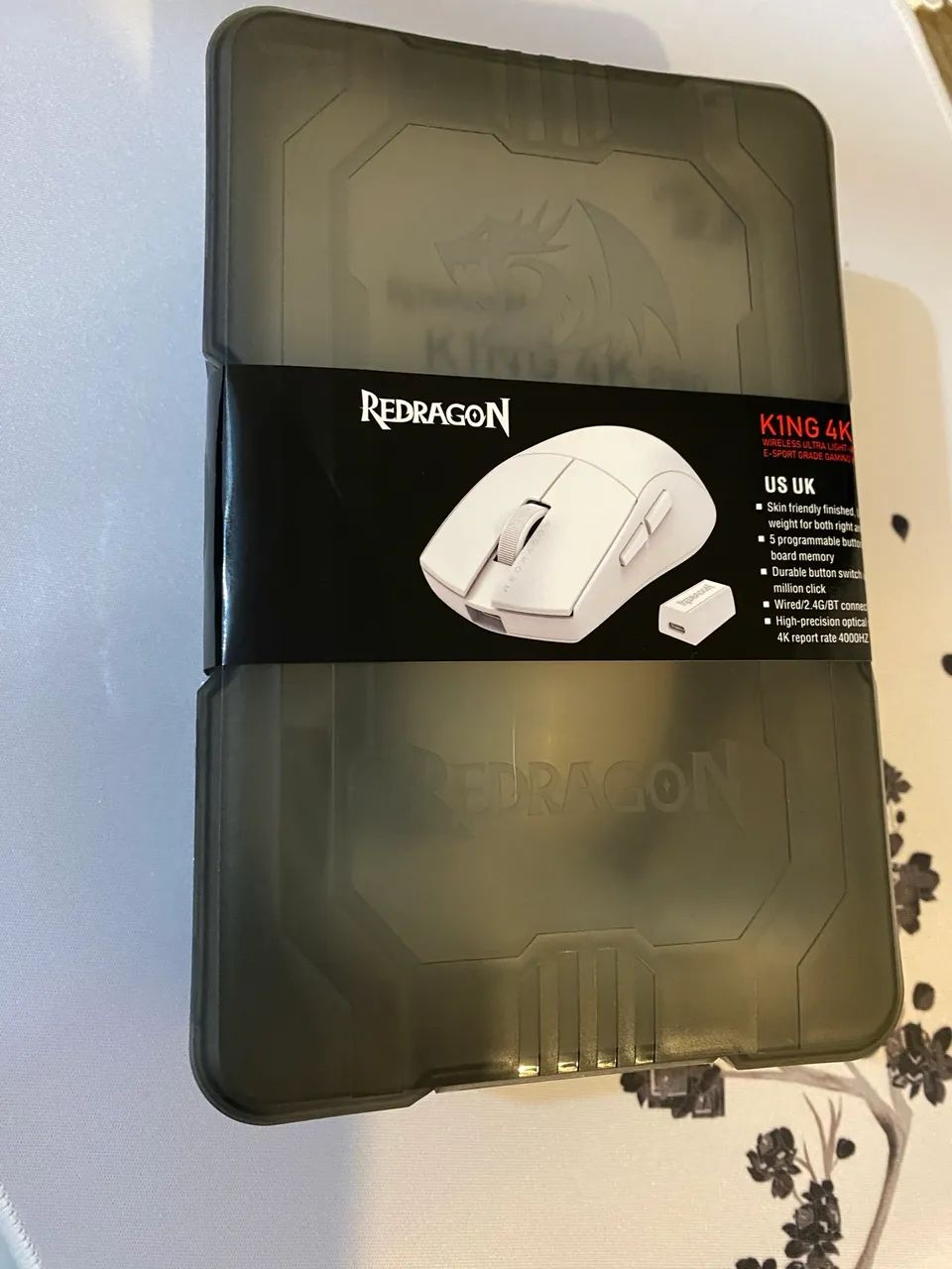 Mouse Redragon King Pro 4K Branco | PAW3395 | 4000Hz | NF + Caixa | Impecável - Foto 4