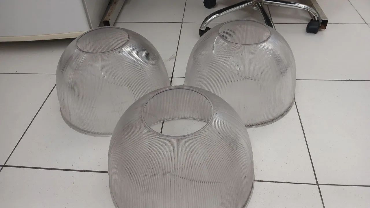 Kit 03 cúpula luminária prismatica para galpão 16 polegada, 40 cm - Foto 2