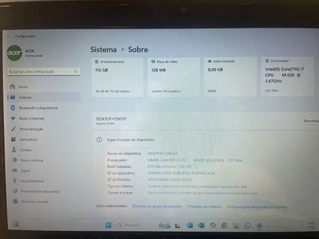 Acer core I7 - 8gb RAM SSD 120GB - Foto 3