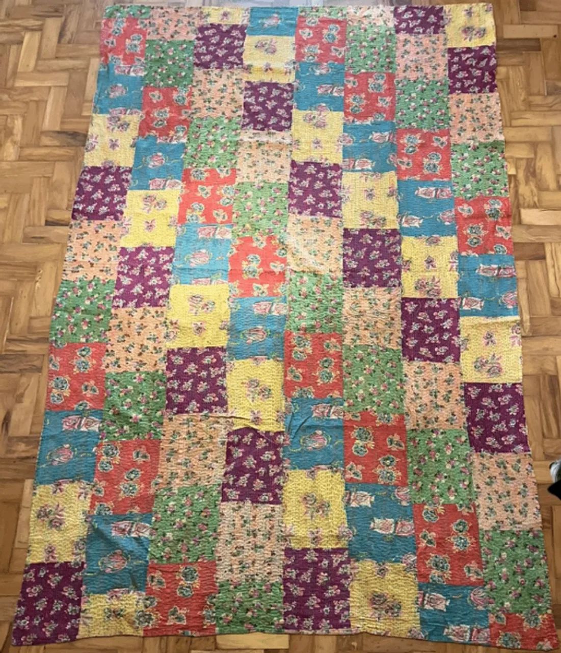 Colcha Indiana Solteiro Patchwork Feita a Mão