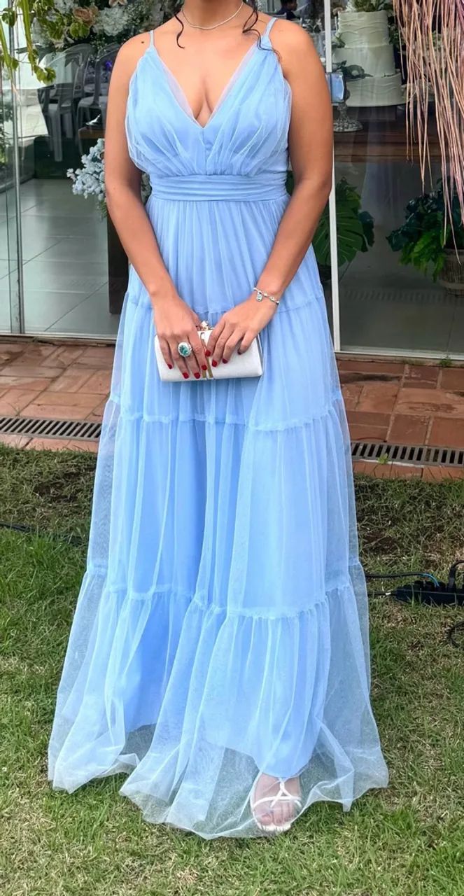 VESTIDO DE FESTA AZUL-BEBÊ ? LINDÍSSIMO