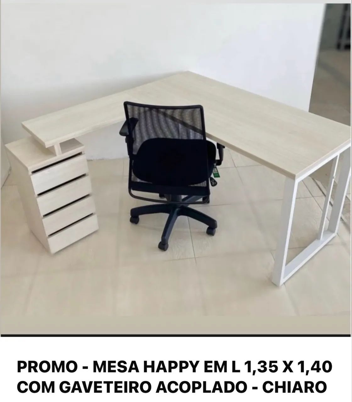 MESA HAPPY EM L 1,35 X 1,40 + GAVETEIRO