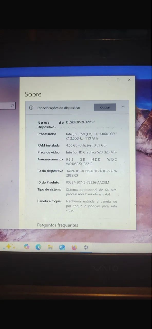 ? Notebook Vaio Intel i3 - Pronto para uso 