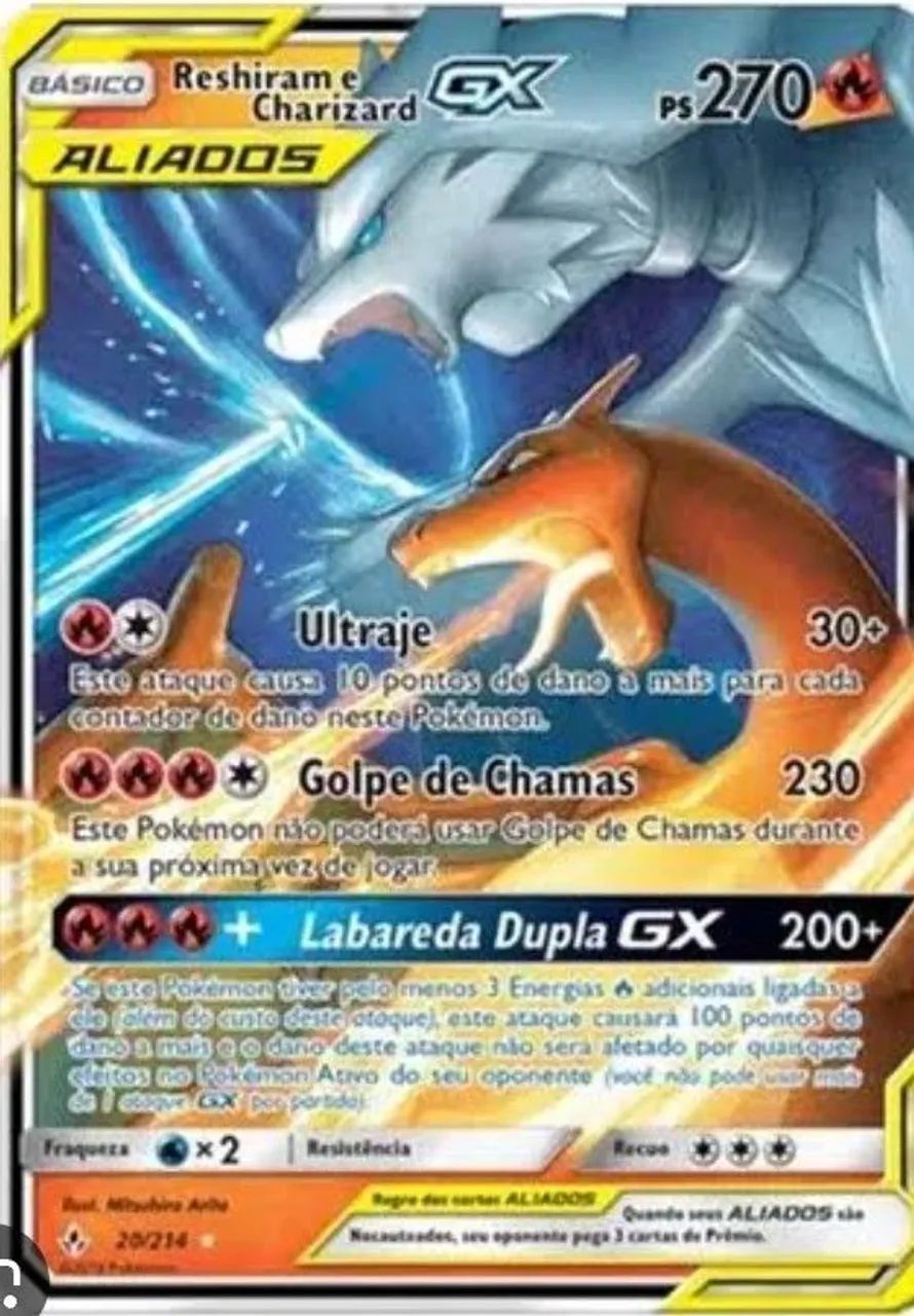 Carta pokémon 2019 Pokemon Sun & Moon Unbroken Bonds 20 Reshiram & Charizard Gx Psa