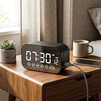Caixa de Som Bluetooth com Relógio Digital e Despertador - Foto 4