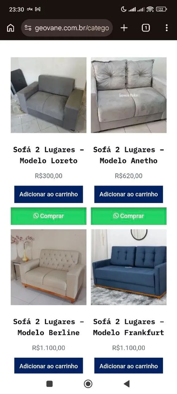 Sofá 2 lugares vários modelos.