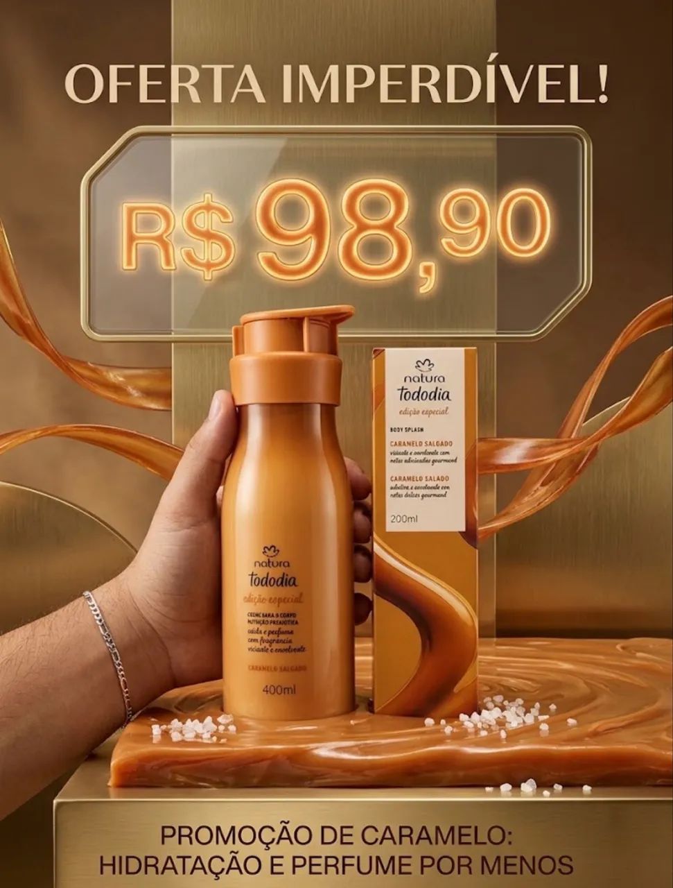 Caramelo salgado Kit creme e body splash  - Foto 2