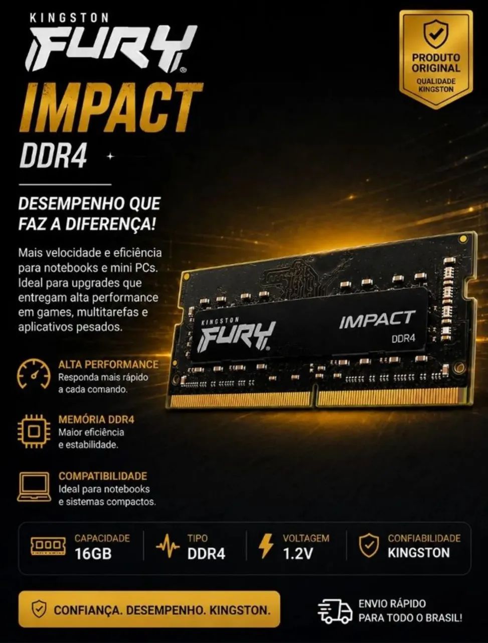 Memória notebook DDR4 16gb Kingston 