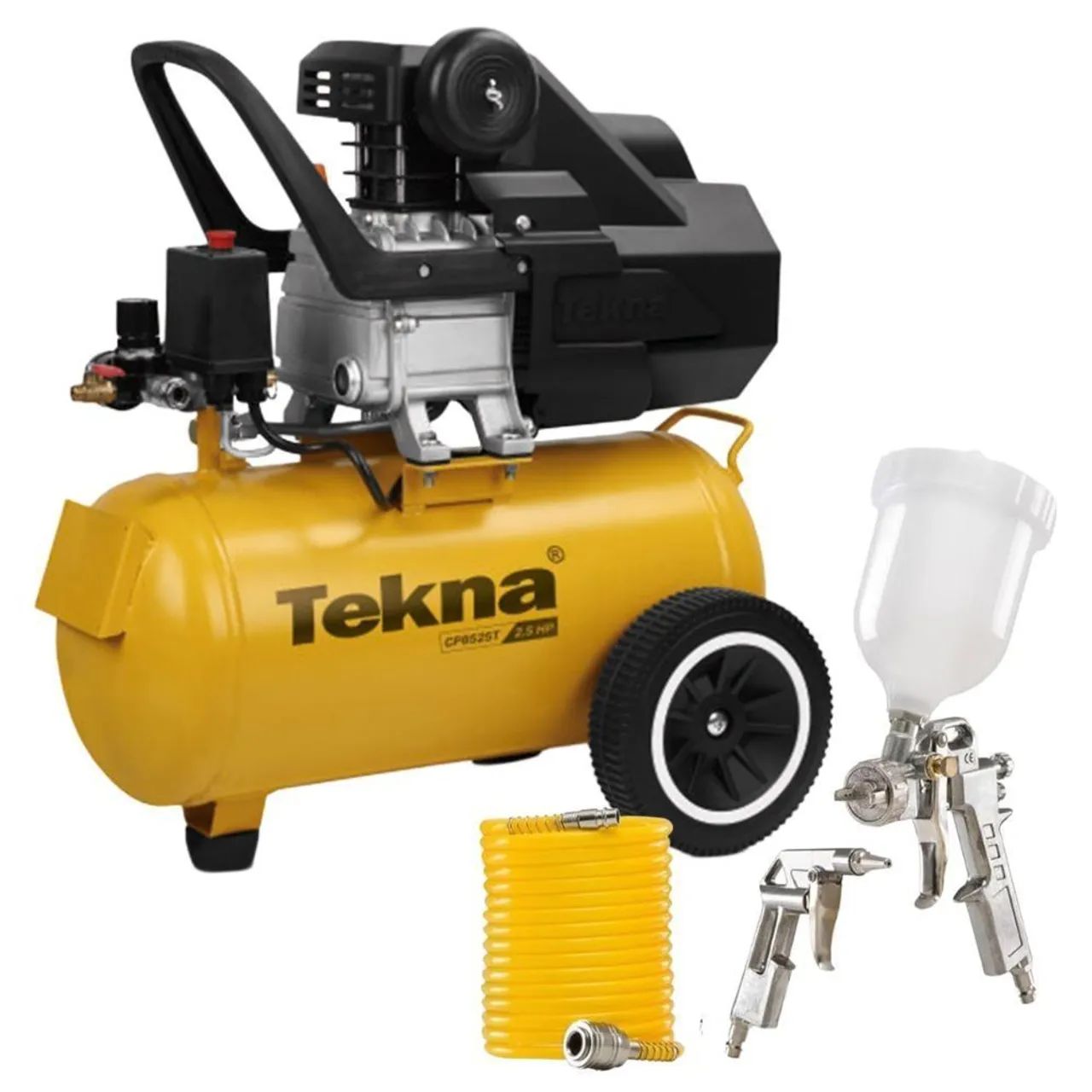 Compressor de Ar 8 Pés 22L 2,5HP com Kit Acessórios de Pintura TEKNA