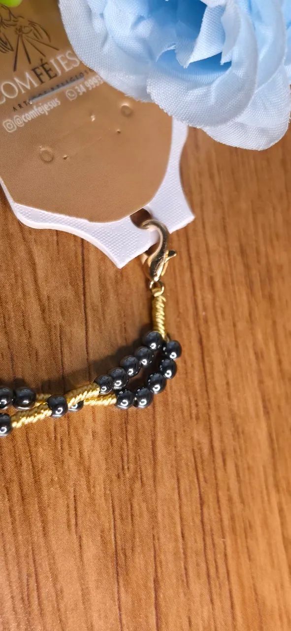 Pulseira Terço Unissex em Pedra Natural - Nova - Foto 3