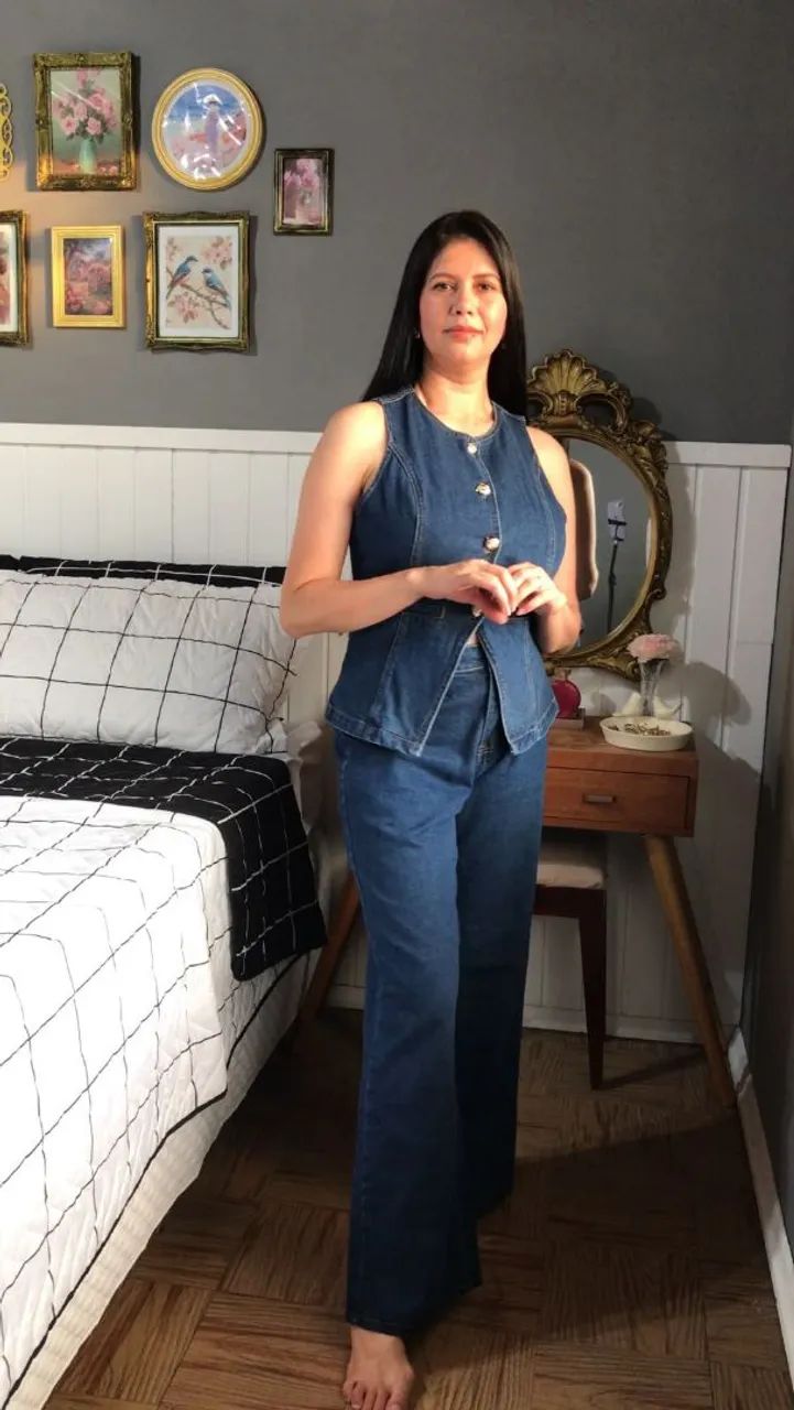 Calça Jeans Nova Larga Feminina - Foto 5