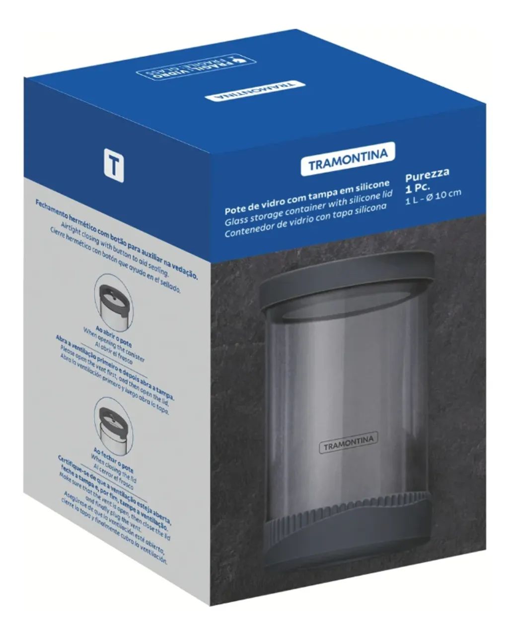 Pote de Vidro Hermético Tramontina  1 L