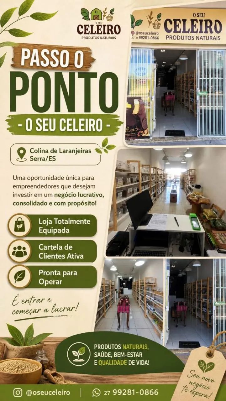 Vendo loja de produtos naturais