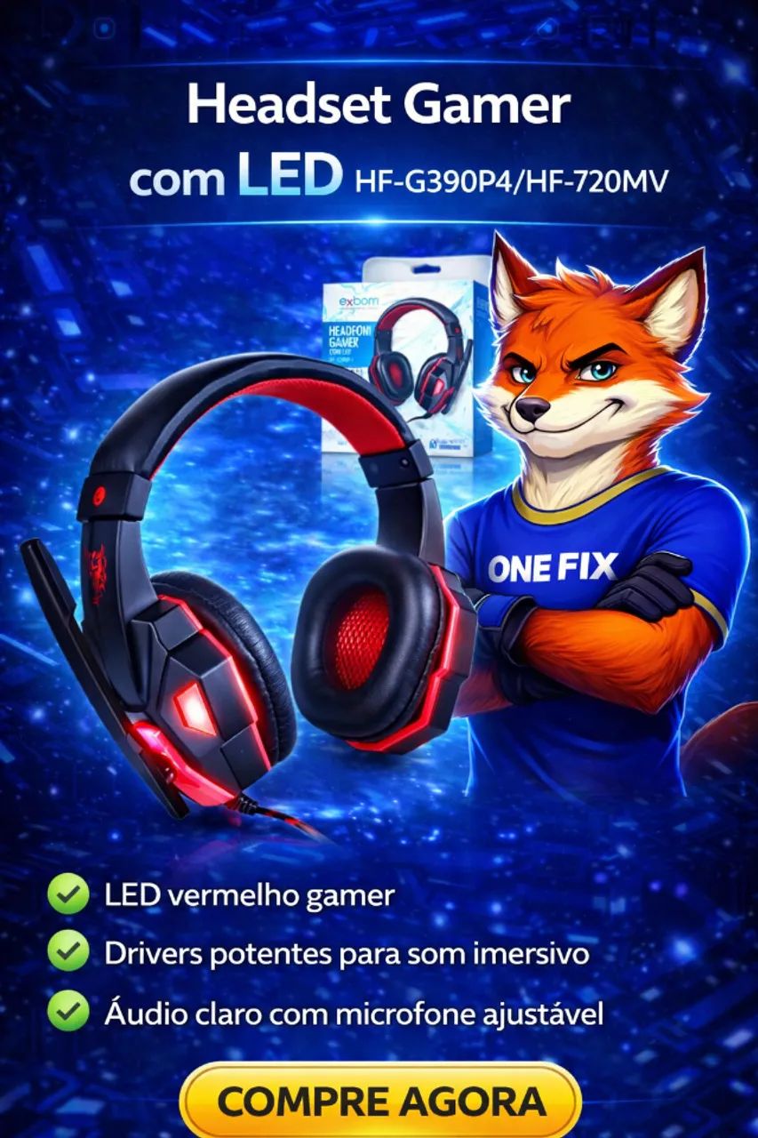 Headset Gamer com LED HF-G390P4/HF-720MV