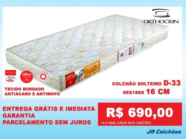 Colchão D33 Orthocrin Casal e Solteiro na Promoção