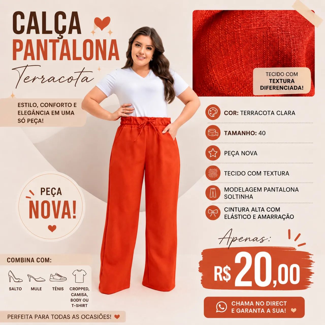 Calças pantalona novas no precinho 